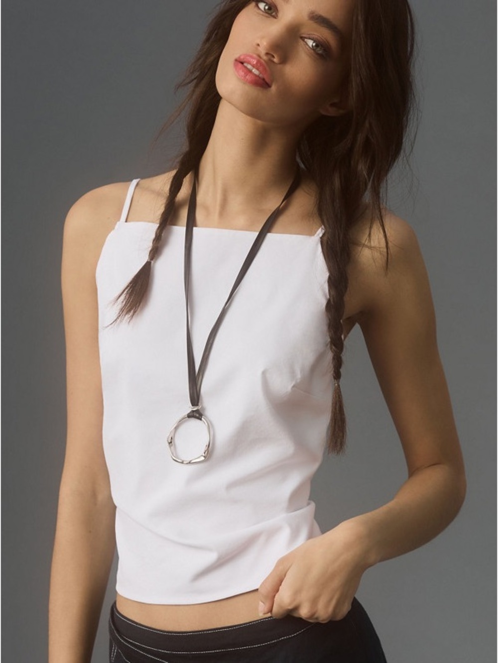 Anthropologie White Open Back Cami Tank Top Size Medium Minimalist Summer Top